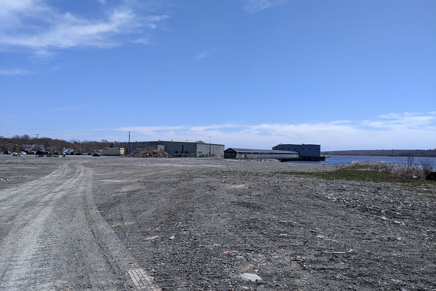 Side view of available land parcel, offering port access
