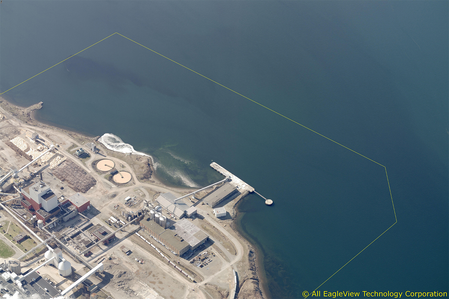 Aerial image of Port Hawkesbury Paper harbourfront